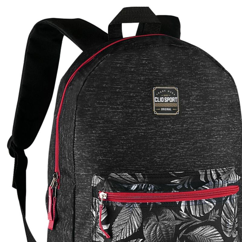 Mochila-Juvenil-Sport-Folhagens-Ziper-Vermelho---Clio-Style