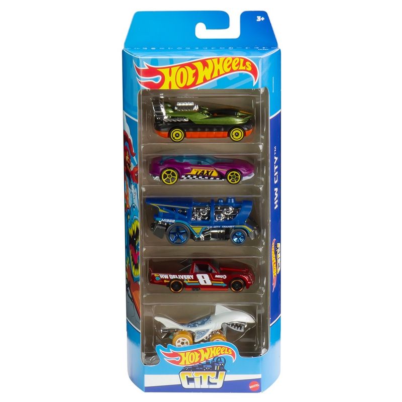 Hot-Wheels-Basics-City-Pack-com-5-Carros---Mattel