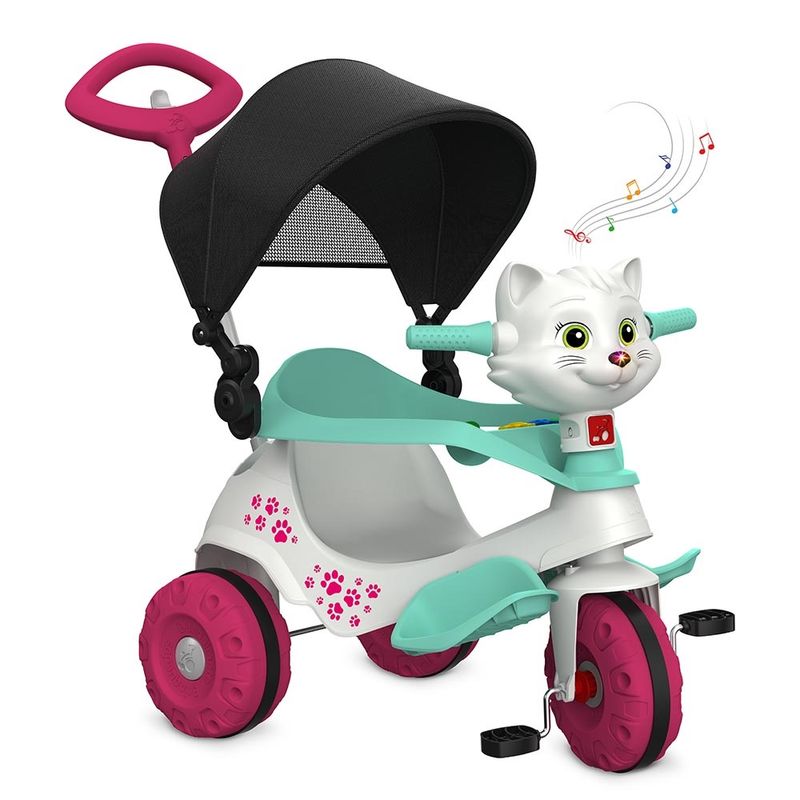 Triciclo-Velobaby-Gatinha-com-Capota-e-Pedal---Bandeirante