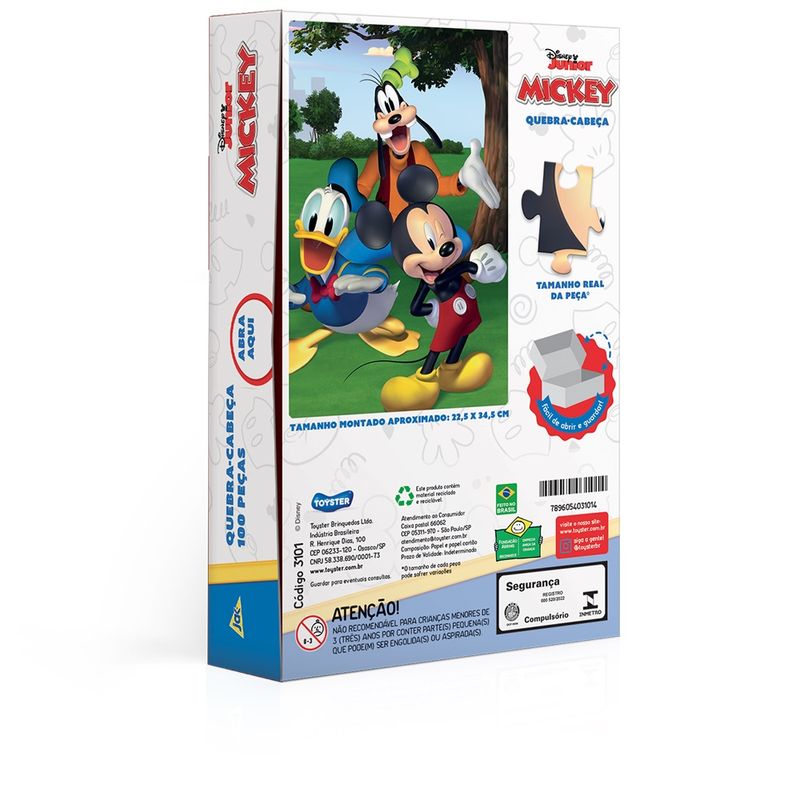 Brinquedo Infantil Quebra Cabeça 100 Peças Mickey Disney Toyster -  Papellotti