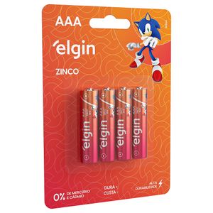 Pilha Zinco Sonic AAA com 4 unidades - Elgin