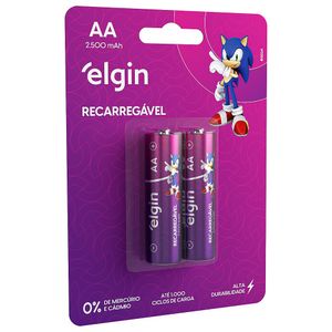 Pilha Alcalina Sonic Recarregável AA com 2 unidades - Elgin