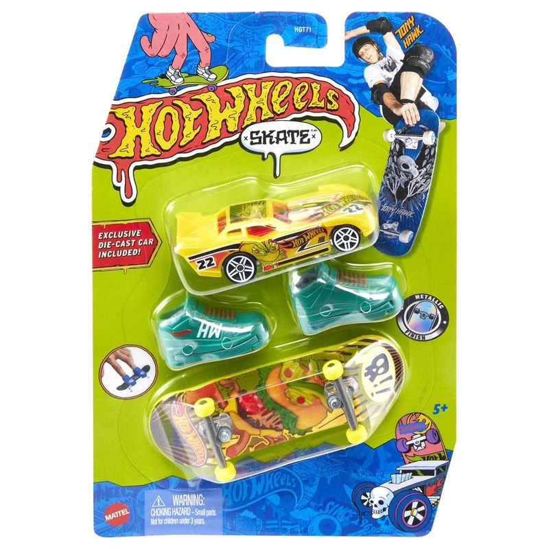 Hot Wheels Skate De Dedo Com Tênis E Carro Hgt71 - Mattel