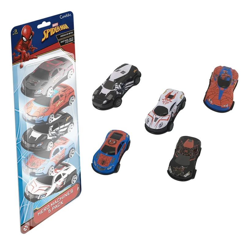Mini-Veiculos-Pull-Back-com-5-Spider-Man---Candide