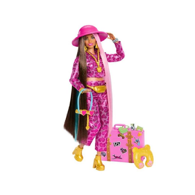 Barbie -Travel Doll with Safari Clothes, Barbie Extra Fly, Pink