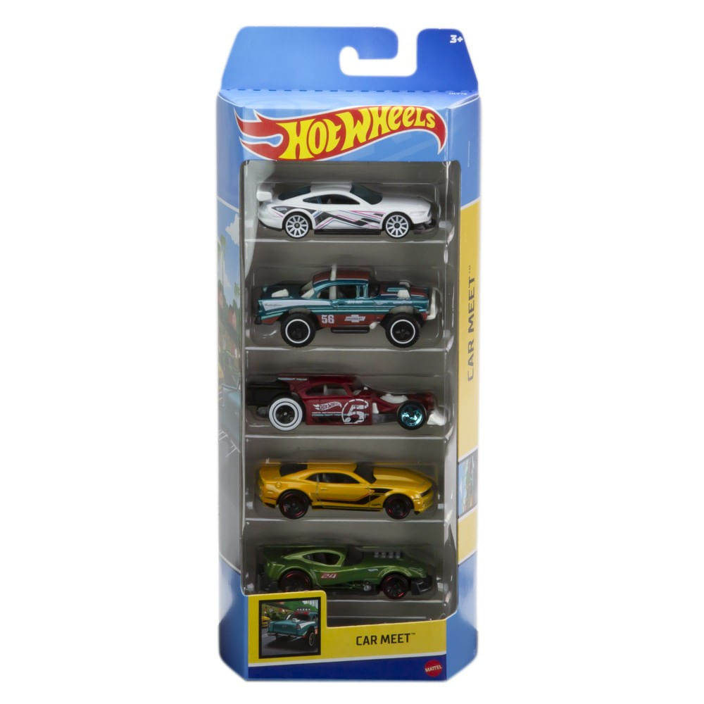 Hot Wheels Die Cast 5 Carrinhos Car Meet Mattel