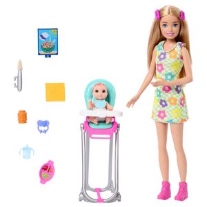 Barbie Skipper com Bebê na Cadeira Vestido Florido - Mattel