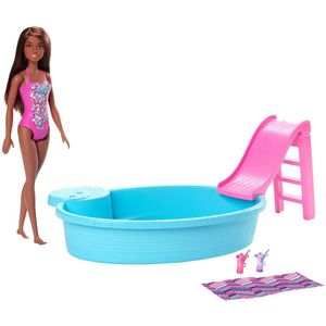 Barbie Maiô Rosa e Piscina - Mattel