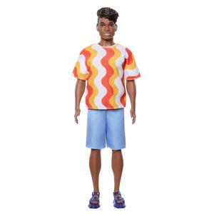 Barbie Boneco Ken Camiseta com Ondas e Shorts Azul - Mattel