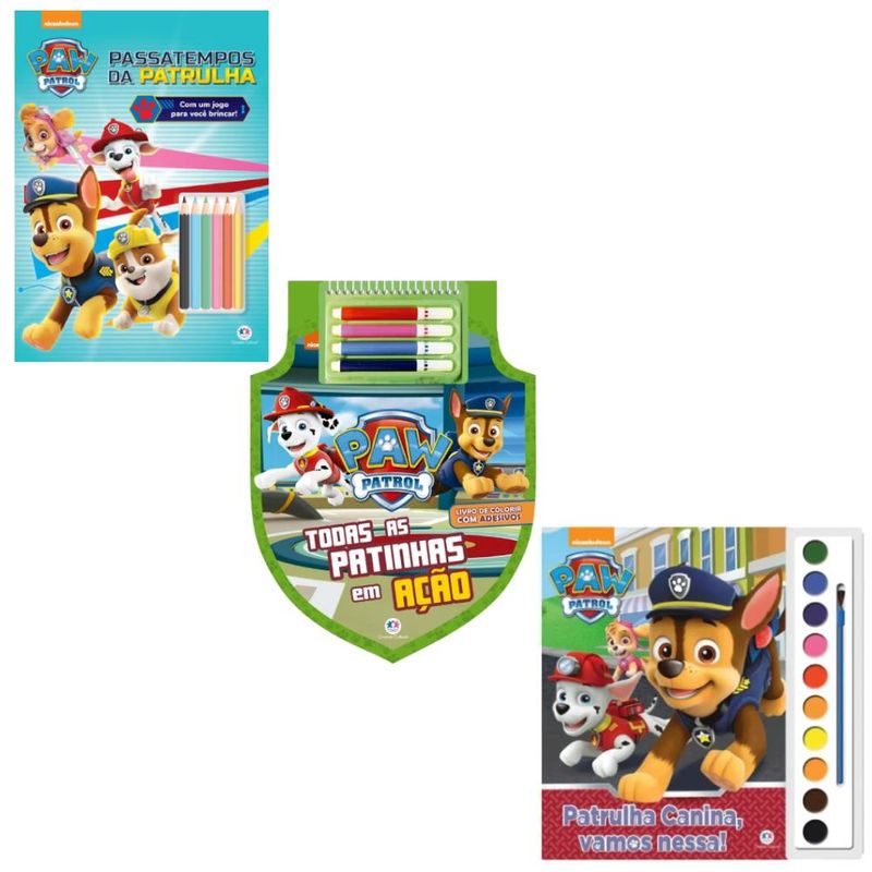 Kit-Patrulha-Canina-3-Livros-Para-Pintar---Ciranda-Cultural